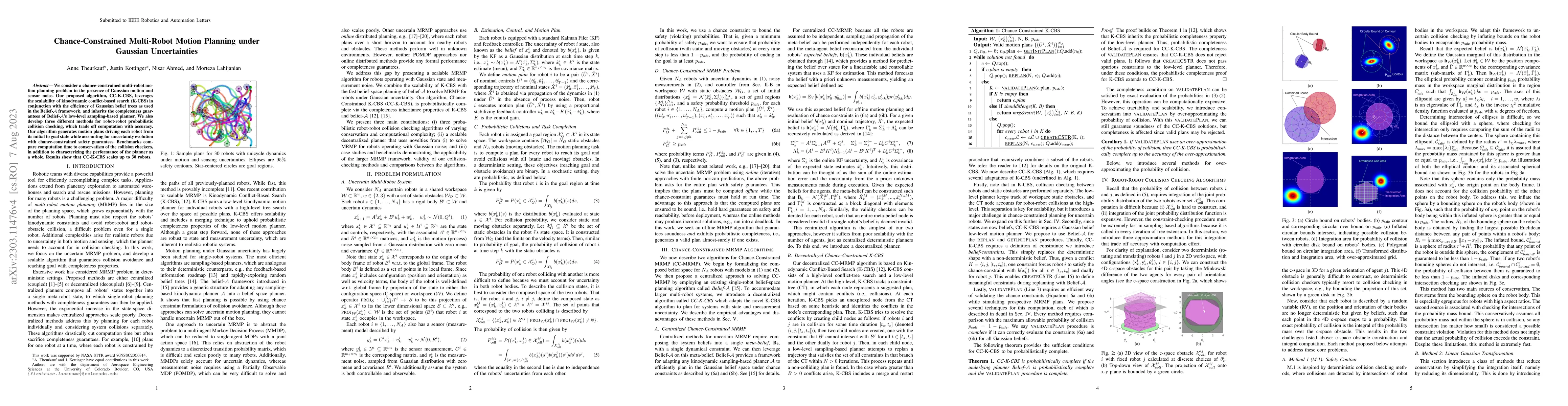 Thumbnail for Chance-Constrained Multi-Robot Motion Planning under Gaussian
  Uncertainties