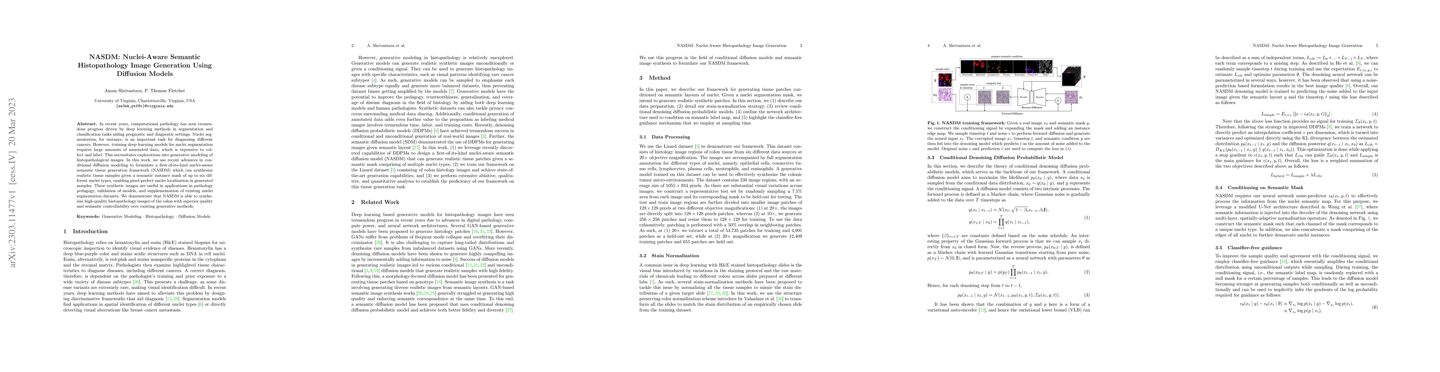 Thumbnail for NASDM: Nuclei-Aware Semantic Histopathology Image Generation Using
  Diffusion Models