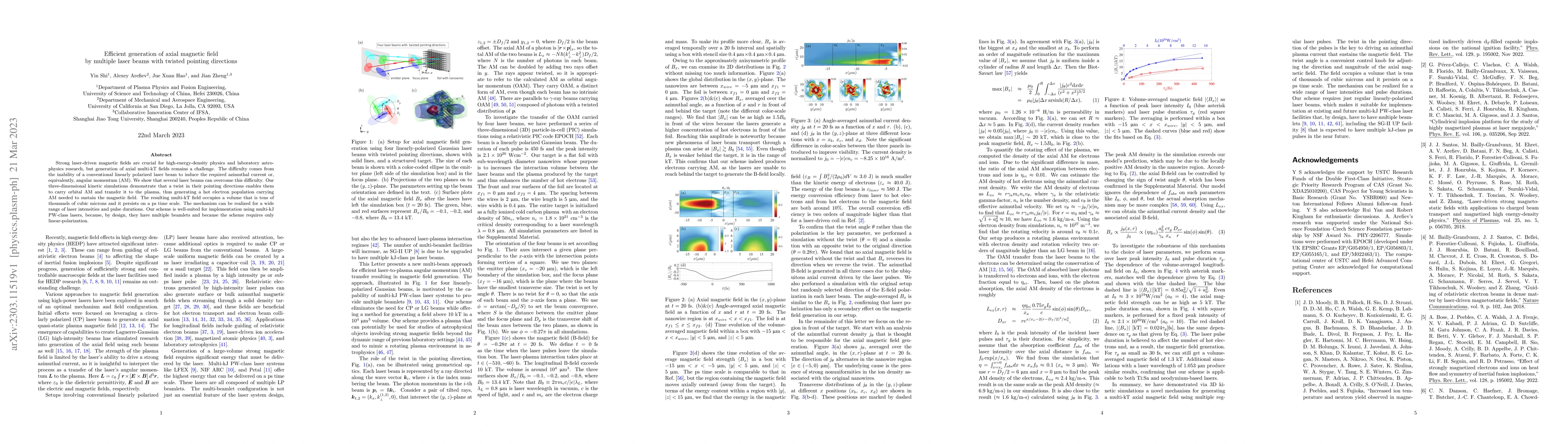 Thumbnail for Efficient generation of axial magnetic field by multiple laser beams
  with twisted pointing directions