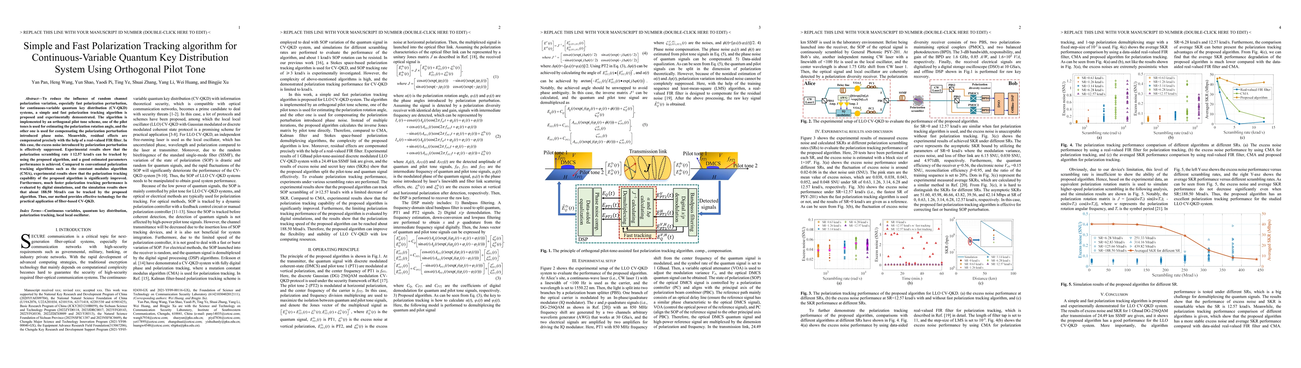 Thumbnail for Simple and Fast Polarization Tracking algorithm for Continuous-Variable
  Quantum Key Distribution System Using Orthogonal Pilot Tone