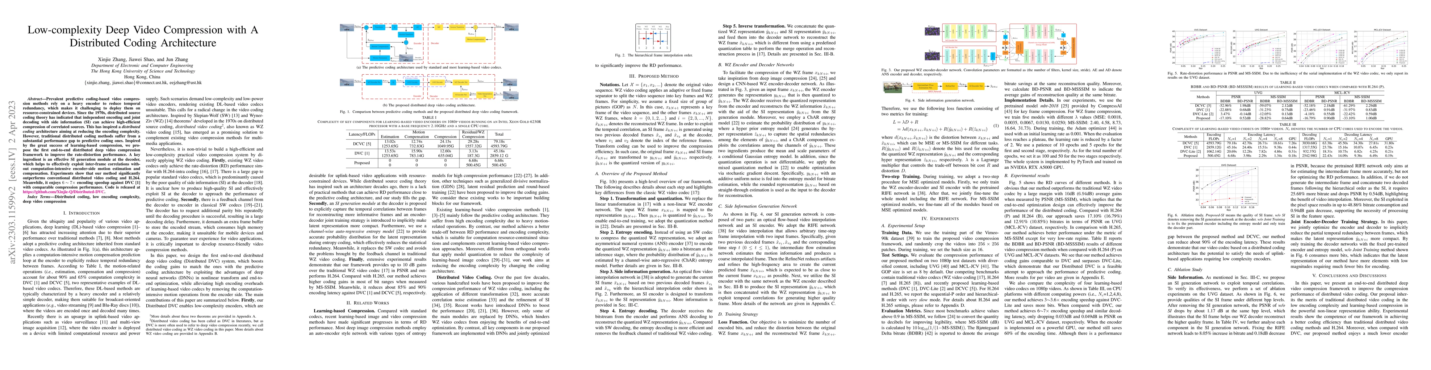 Thumbnail for Low-complexity Deep Video Compression with A Distributed Coding
  Architecture