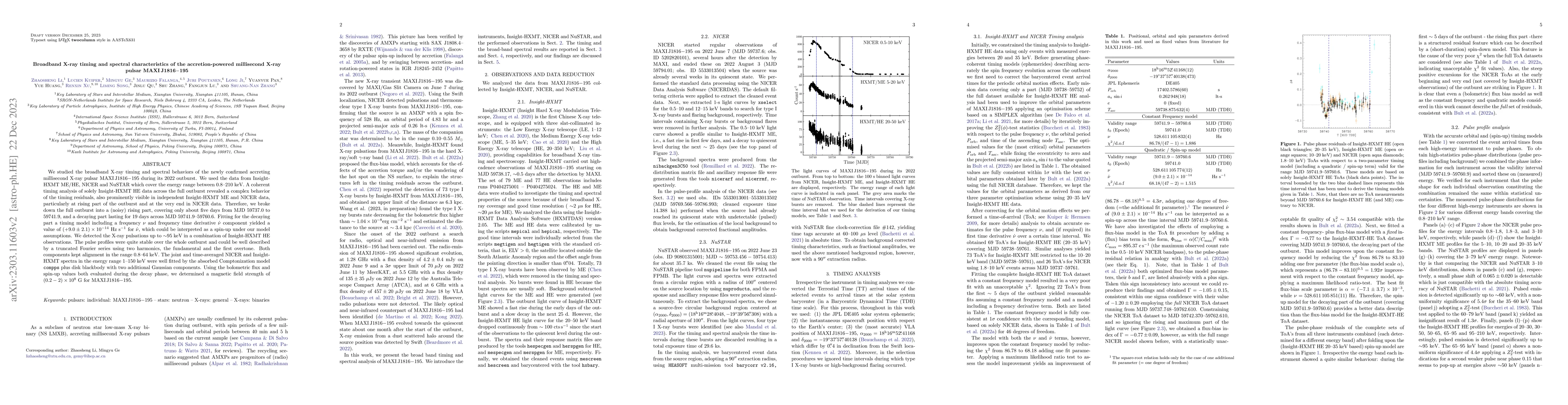 Thumbnail for Broadband X-ray timing and spectral characteristics of the
  accretion-powered millisecond X-ray pulsar MAXI J1816$-$195