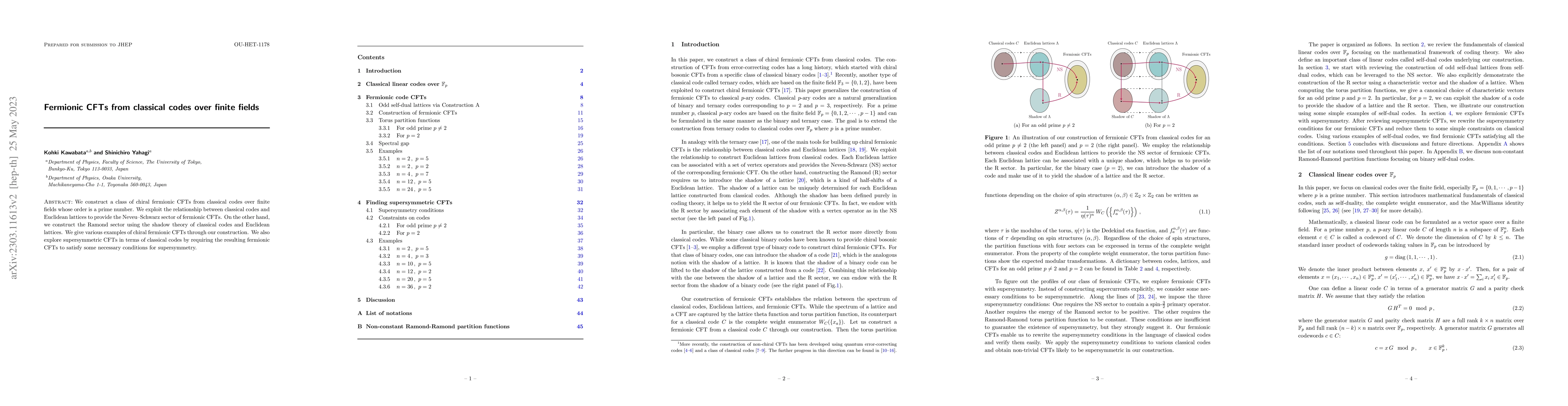 Thumbnail for Fermionic CFTs from classical codes over finite fields
