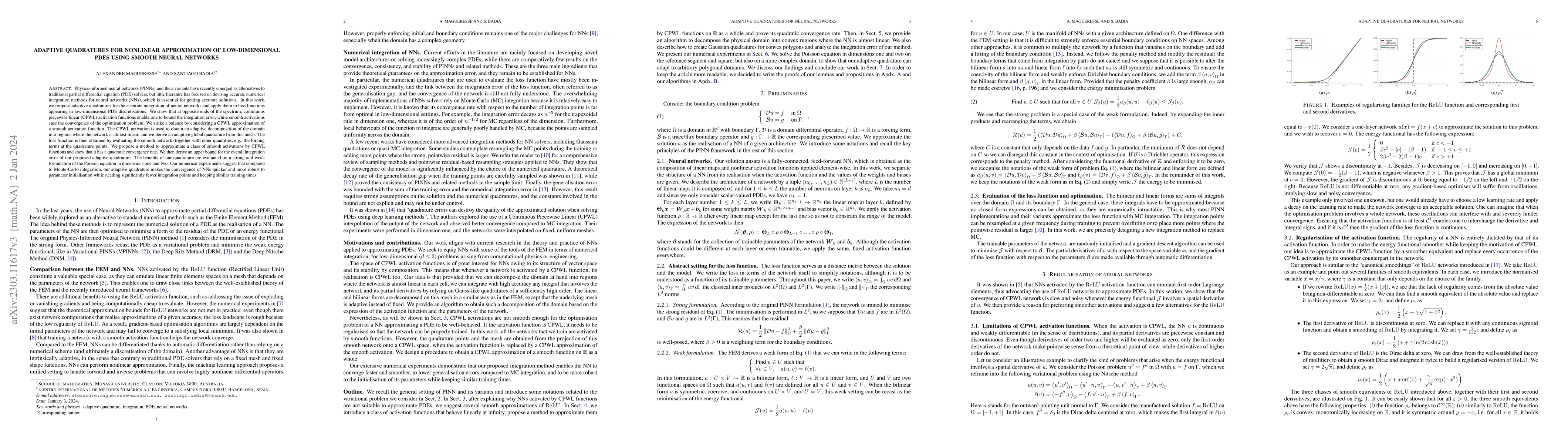 Thumbnail for Adaptive quadratures for nonlinear approximation of low-dimensional PDEs
  using smooth neural networks