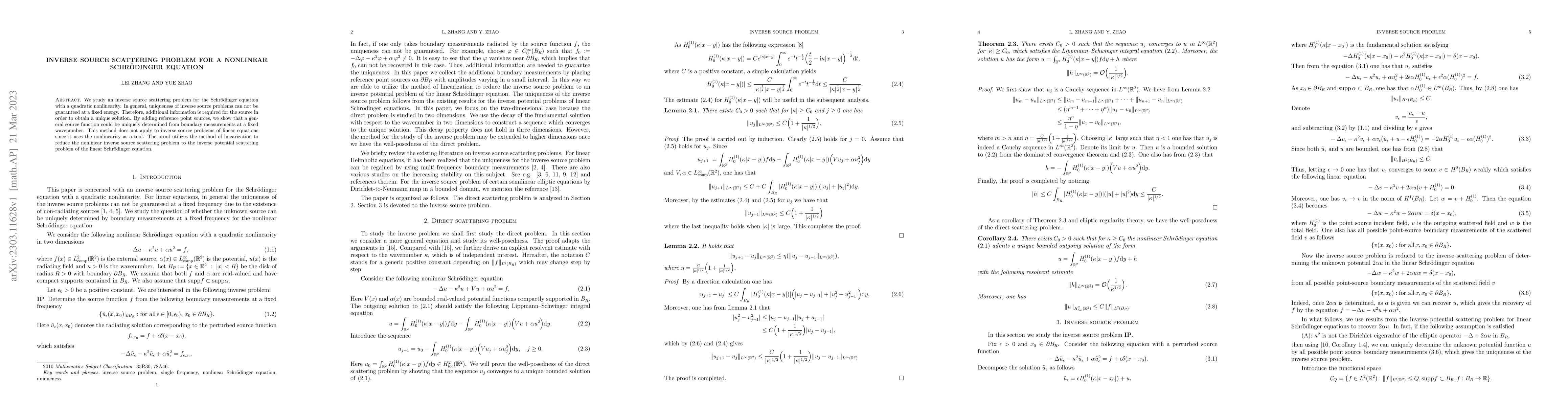 Thumbnail for Inverse source scattering problem for a nonlinear Schr\"odinger equation
