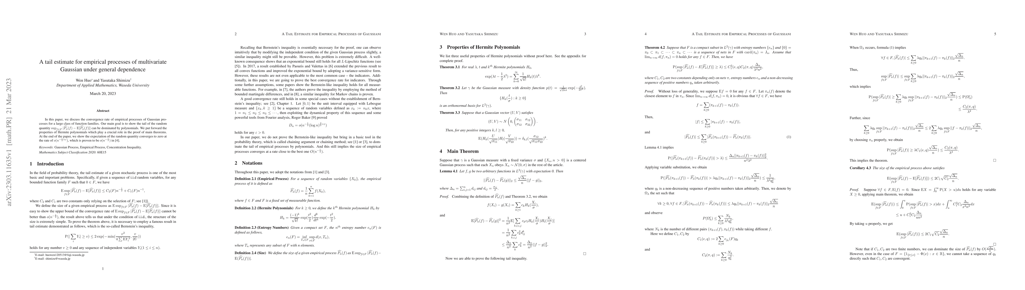 Thumbnail for A tail estimate for empirical processes of multivariate Gaussian under
  general dependence