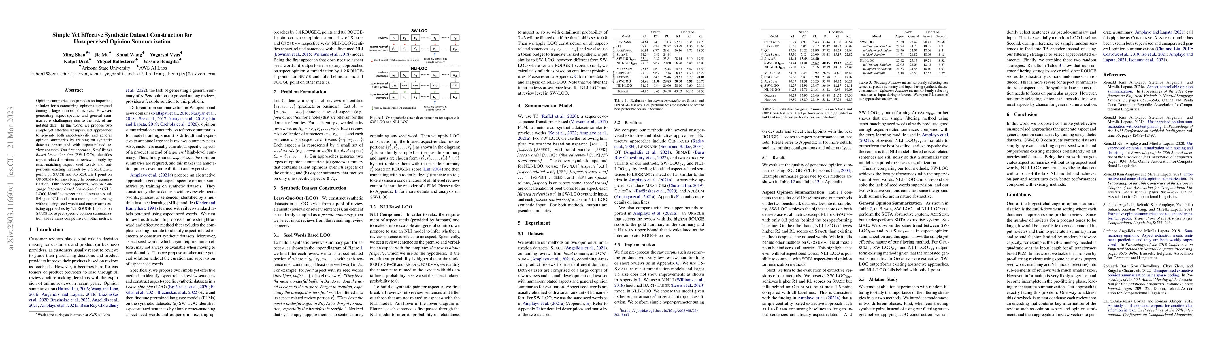 Thumbnail for Simple Yet Effective Synthetic Dataset Construction for Unsupervised
  Opinion Summarization