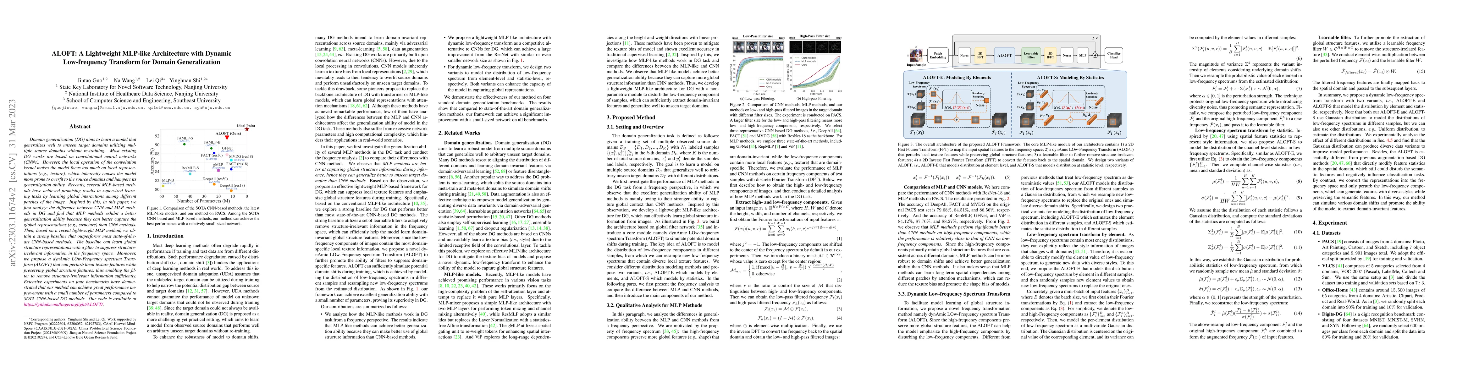 Thumbnail for ALOFT: A Lightweight MLP-like Architecture with Dynamic Low-frequency
  Transform for Domain Generalization