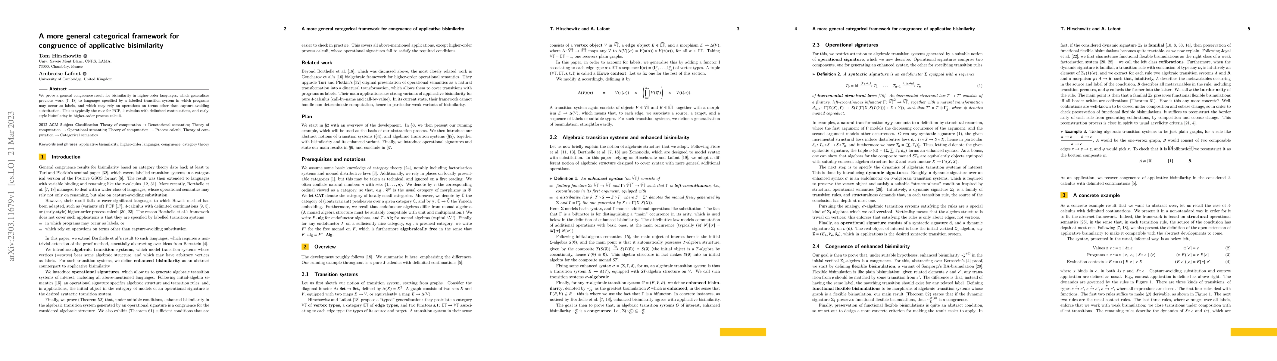 Thumbnail for A more general categorical framework for congruence of applicative
  bisimilarity