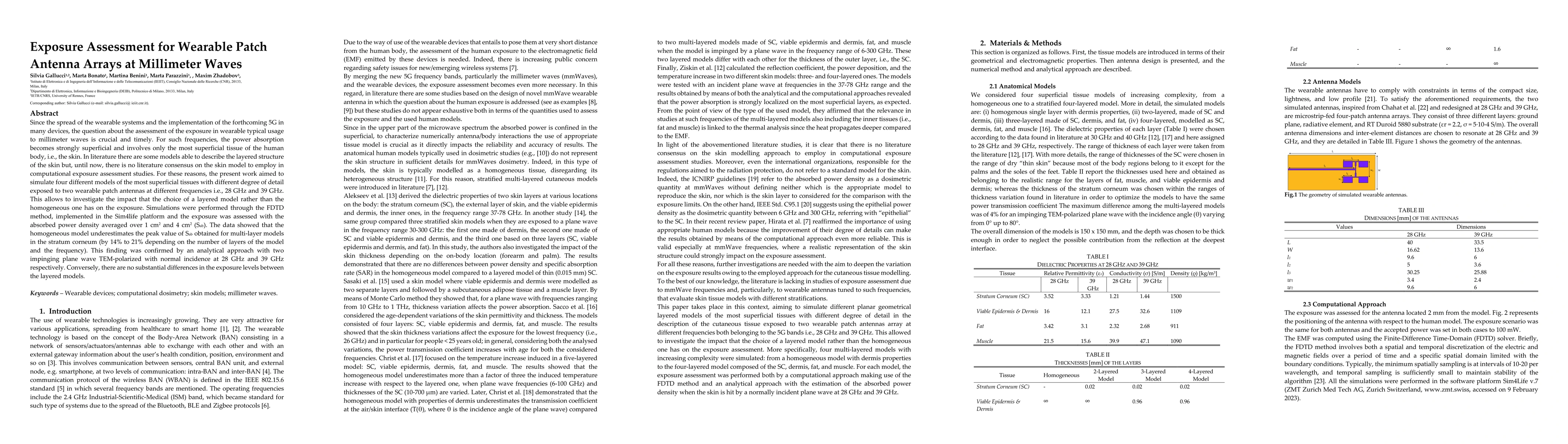 Thumbnail for Exposure Assessment for Wearable Patch Antenna Arrays at Millimeter
  Waves