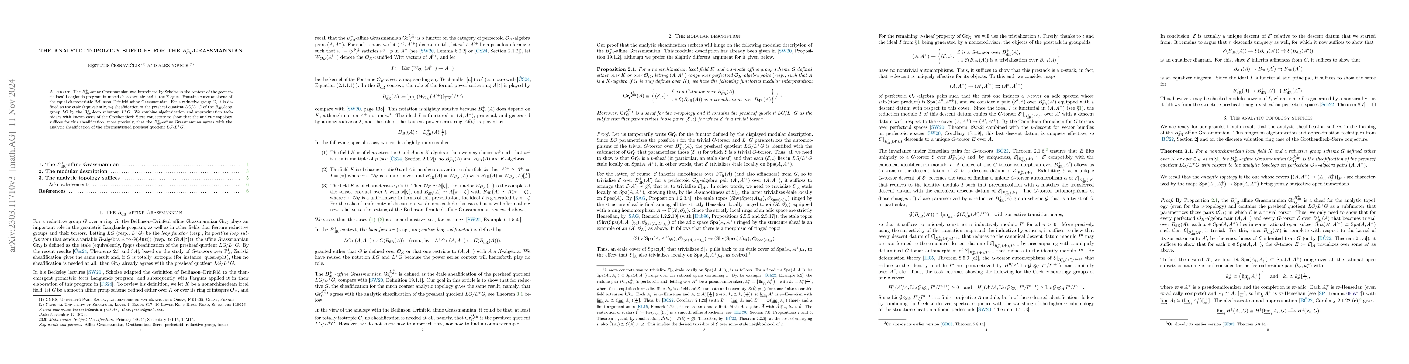 Thumbnail for The analytic topology suffices for the $B_{\mathrm{dR}}^+$-Grassmannian