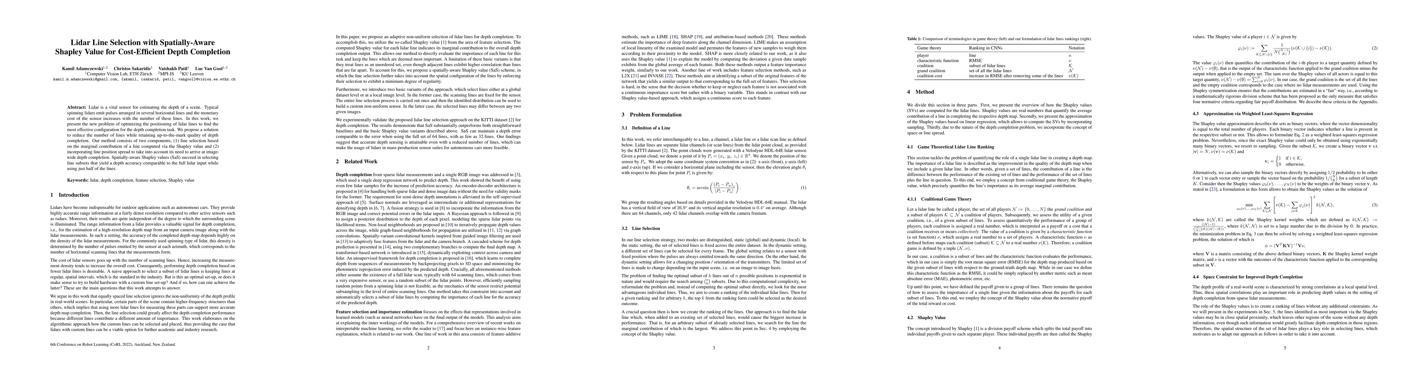 Thumbnail for Lidar Line Selection with Spatially-Aware Shapley Value for
  Cost-Efficient Depth Completion