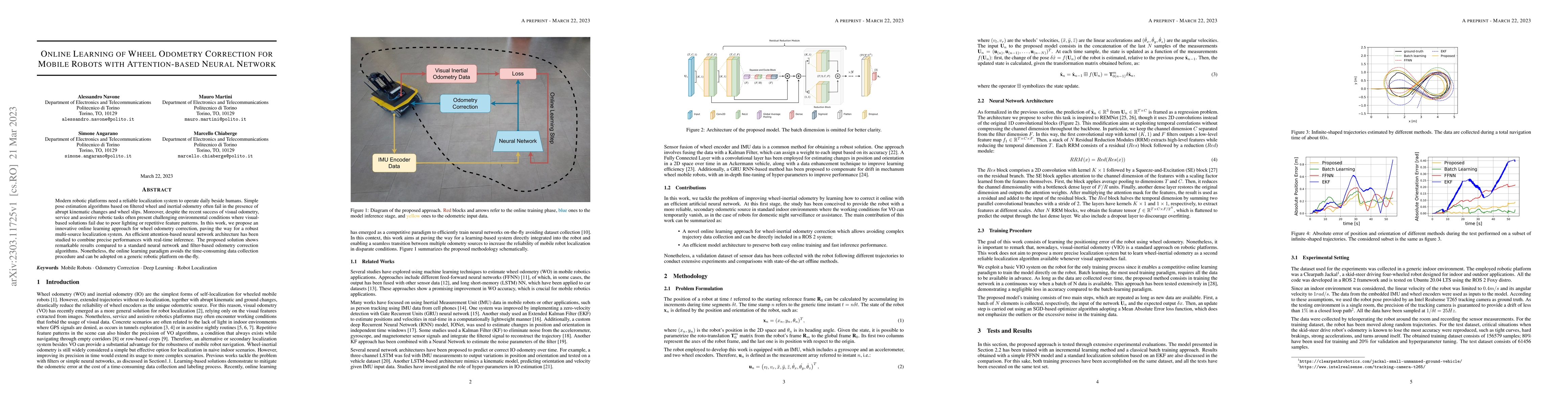 Thumbnail for Online Learning of Wheel Odometry Correction for Mobile Robots with
  Attention-based Neural Network