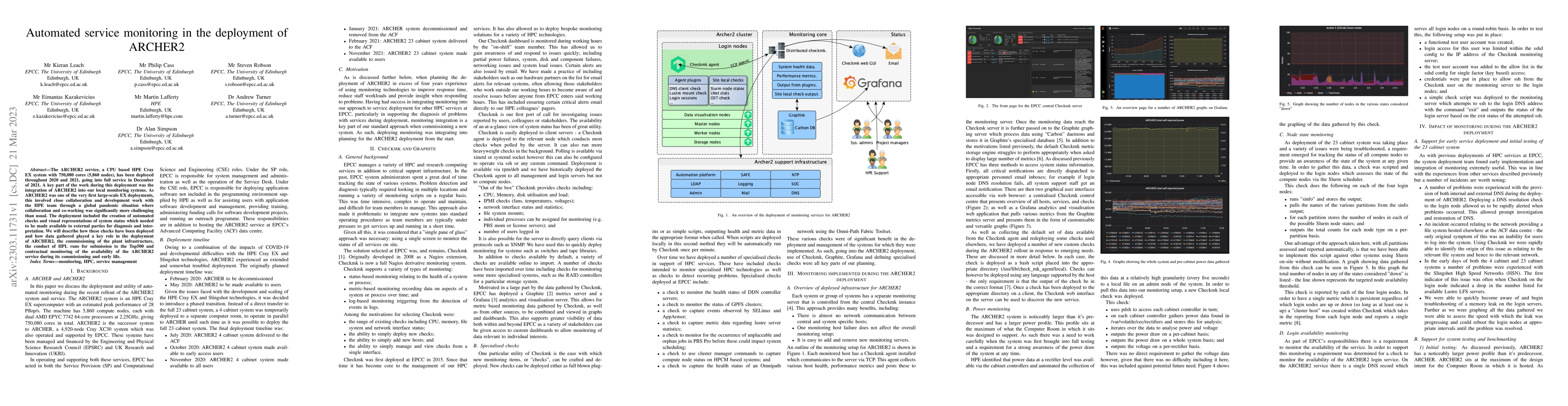 Thumbnail for Automated service monitoring in the deployment of ARCHER2