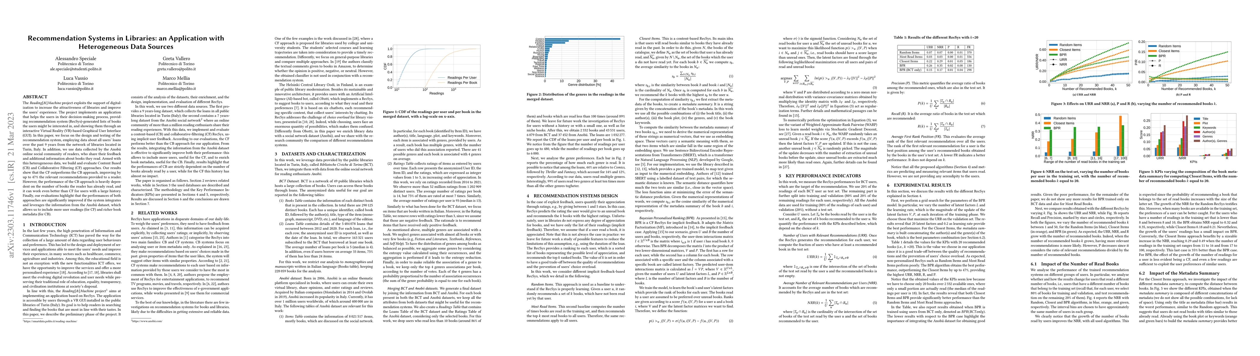 Thumbnail for Recommendation Systems in Libraries: an Application with Heterogeneous
  Data Sources
