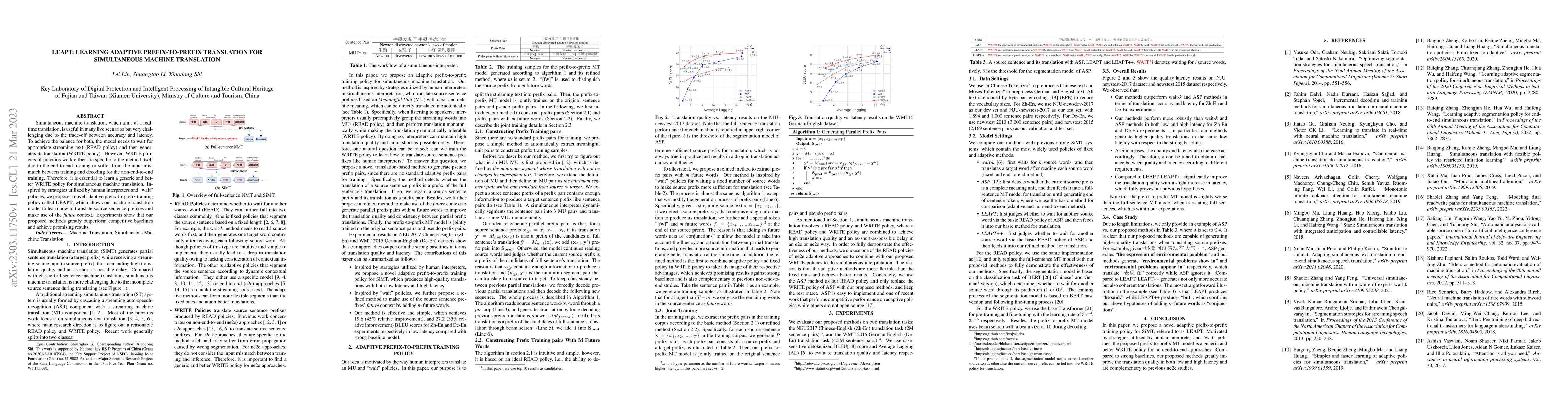 Thumbnail for LEAPT: Learning Adaptive Prefix-to-prefix Translation For Simultaneous
  Machine Translation