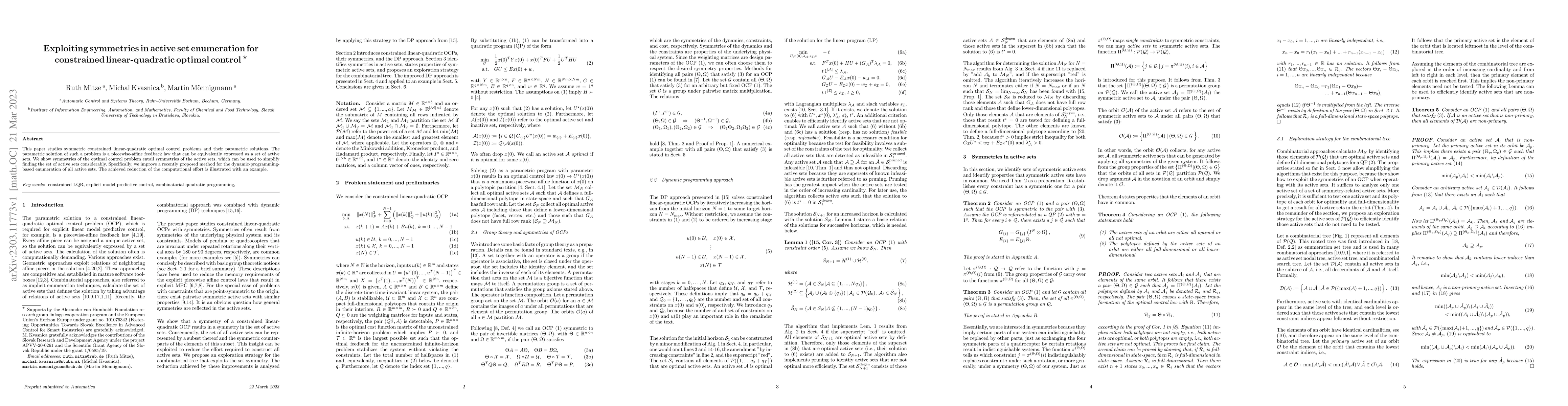 Thumbnail for Exploiting symmetries in active set enumeration for constrained
  linear-quadratic optimal control