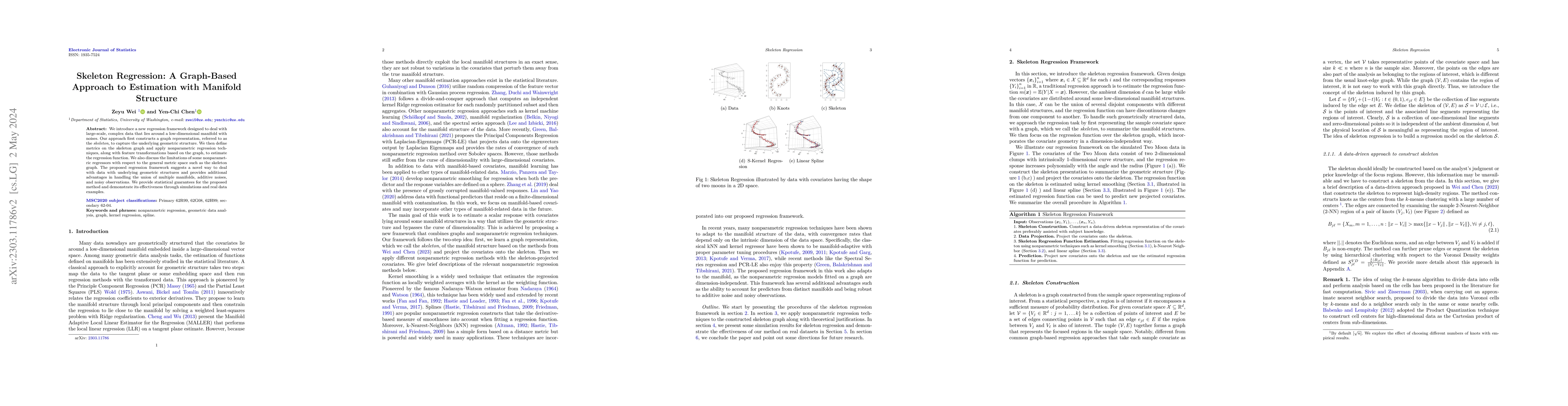 Thumbnail for Skeleton Regression: A Graph-Based Approach to Estimation with Manifold
  Structure