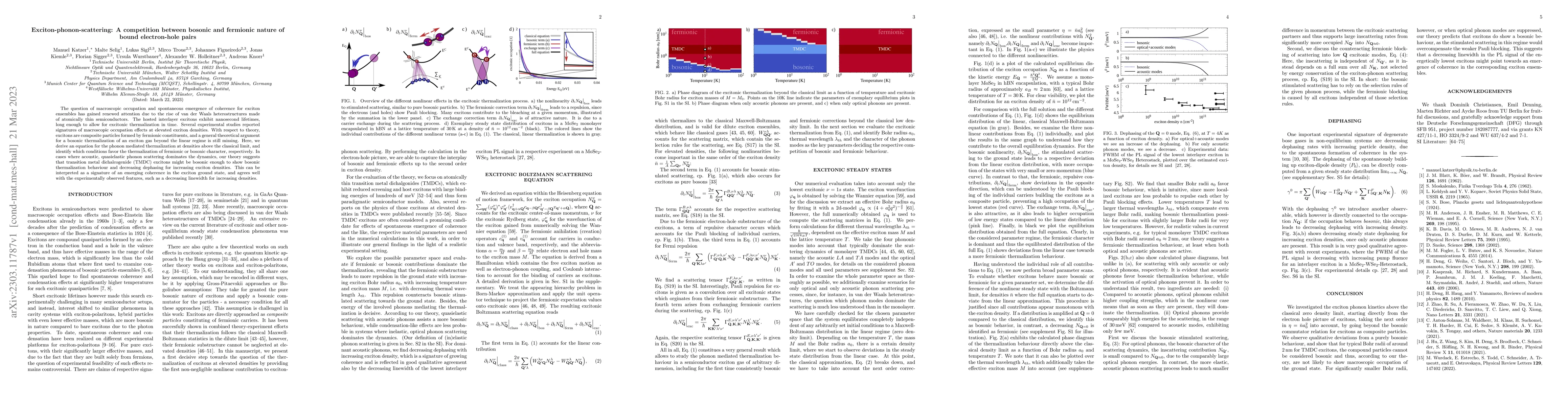 Thumbnail for Exciton-phonon-scattering: A competition between bosonic and fermionic
  nature of bound electron-hole pairs