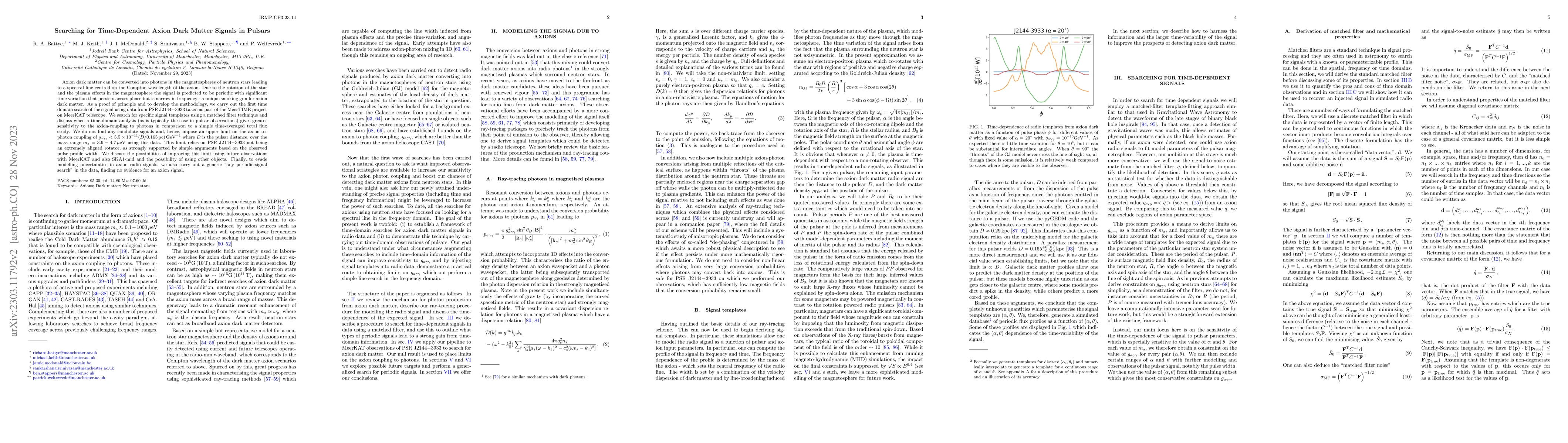 Thumbnail for Searching for Time-Dependent Axion Dark Matter Signals in Pulsars