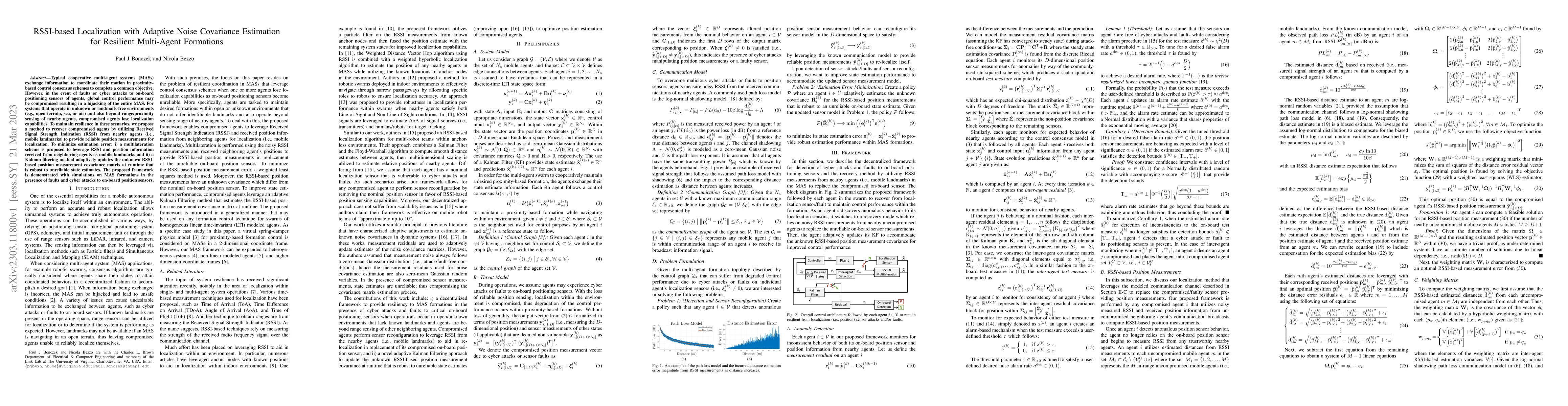 Thumbnail for RSSI-based Localization with Adaptive Noise Covariance Estimation for
  Resilient Multi-Agent Formations