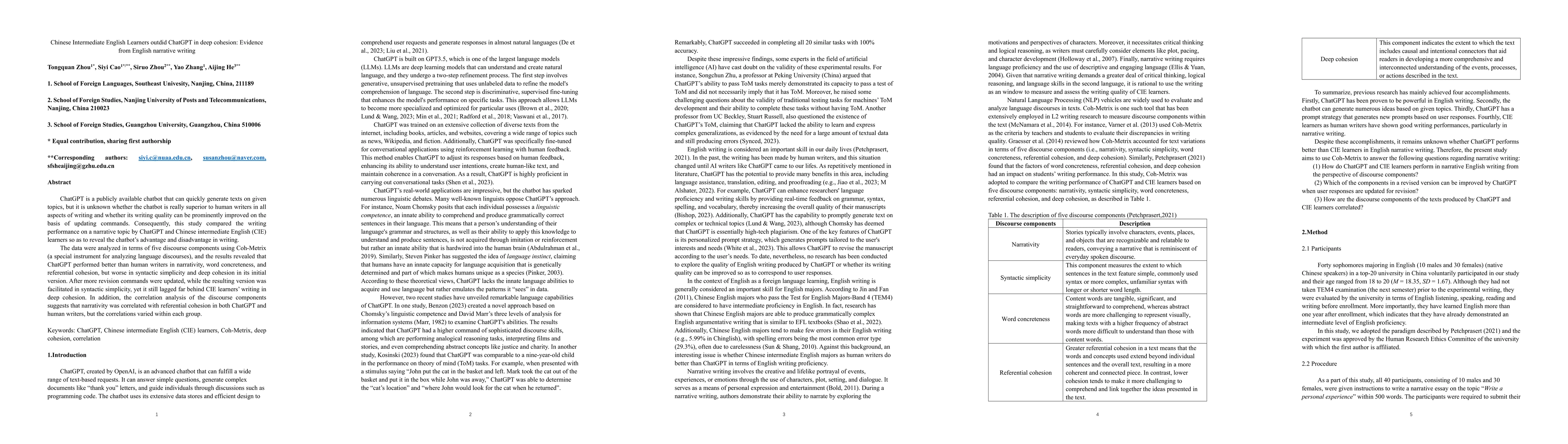 Thumbnail for Chinese Intermediate English Learners outdid ChatGPT in deep cohesion:
  Evidence from English narrative writing