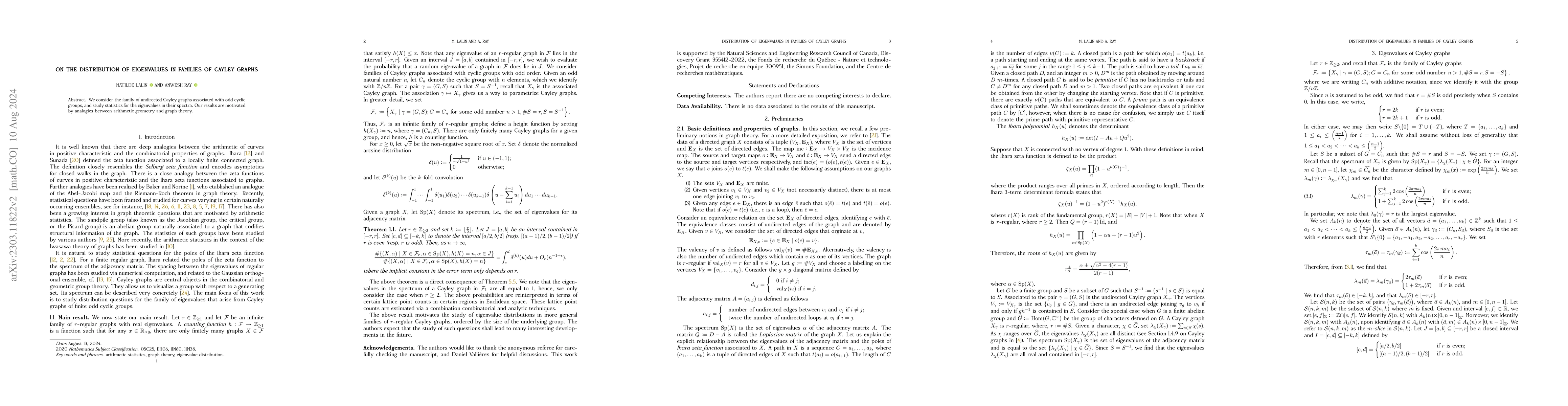 Thumbnail for On the distribution of eigenvalues in families of Cayley graphs