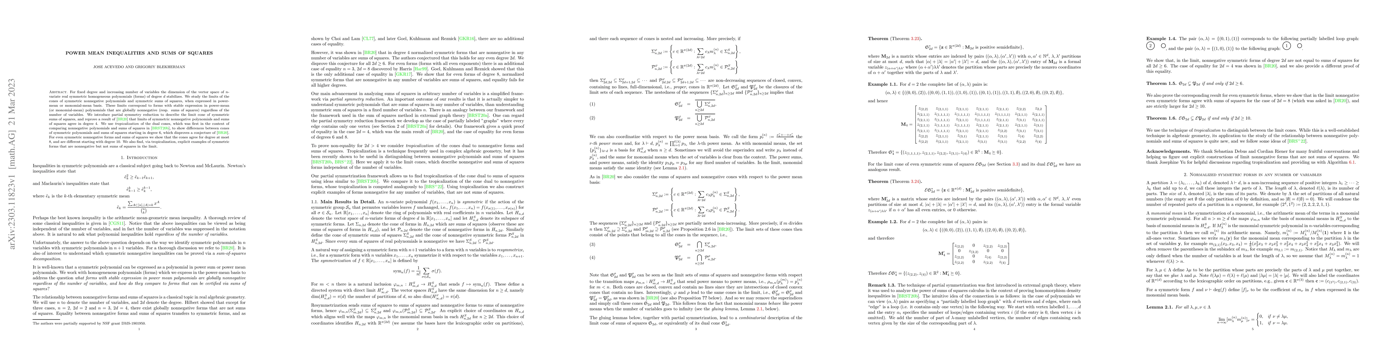 Thumbnail for Power mean inequalities and sums of squares