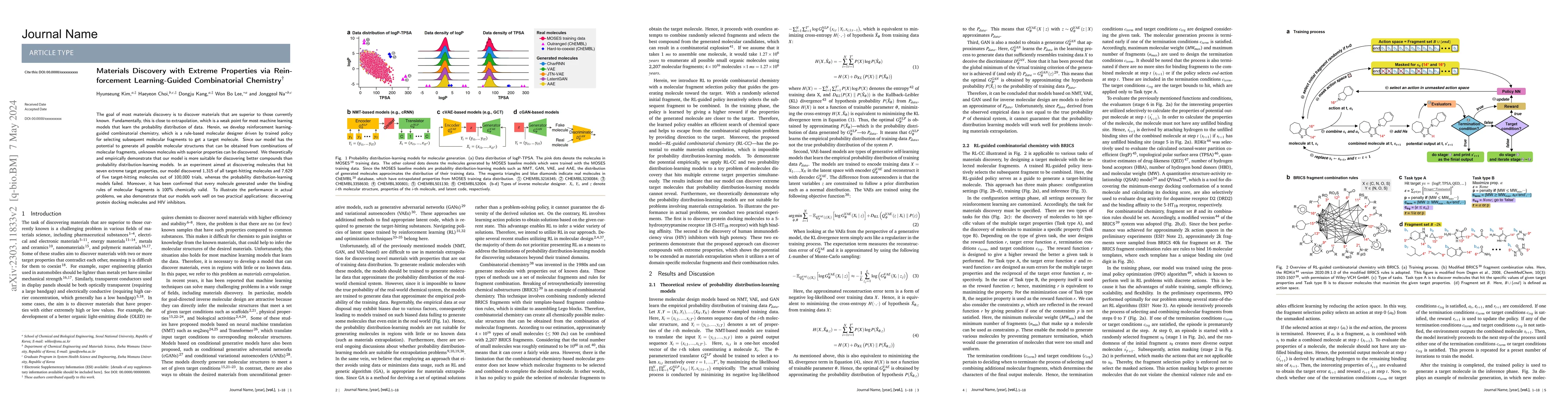 Thumbnail for Materials Discovery with Extreme Properties via Reinforcement
  Learning-Guided Combinatorial Chemistry