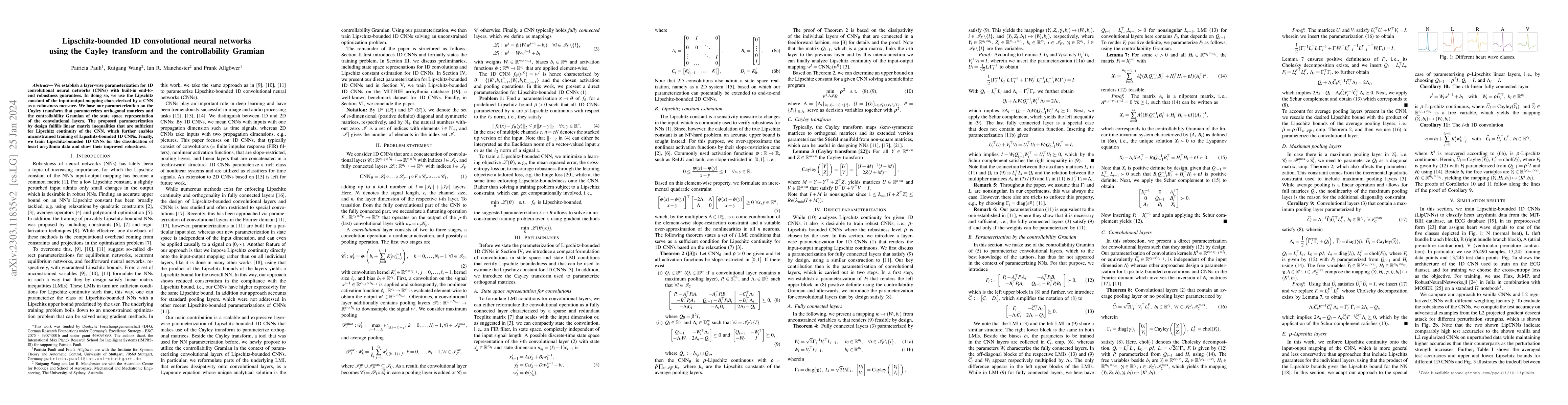 Thumbnail for Lipschitz-bounded 1D convolutional neural networks using the Cayley
  transform and the controllability Gramian