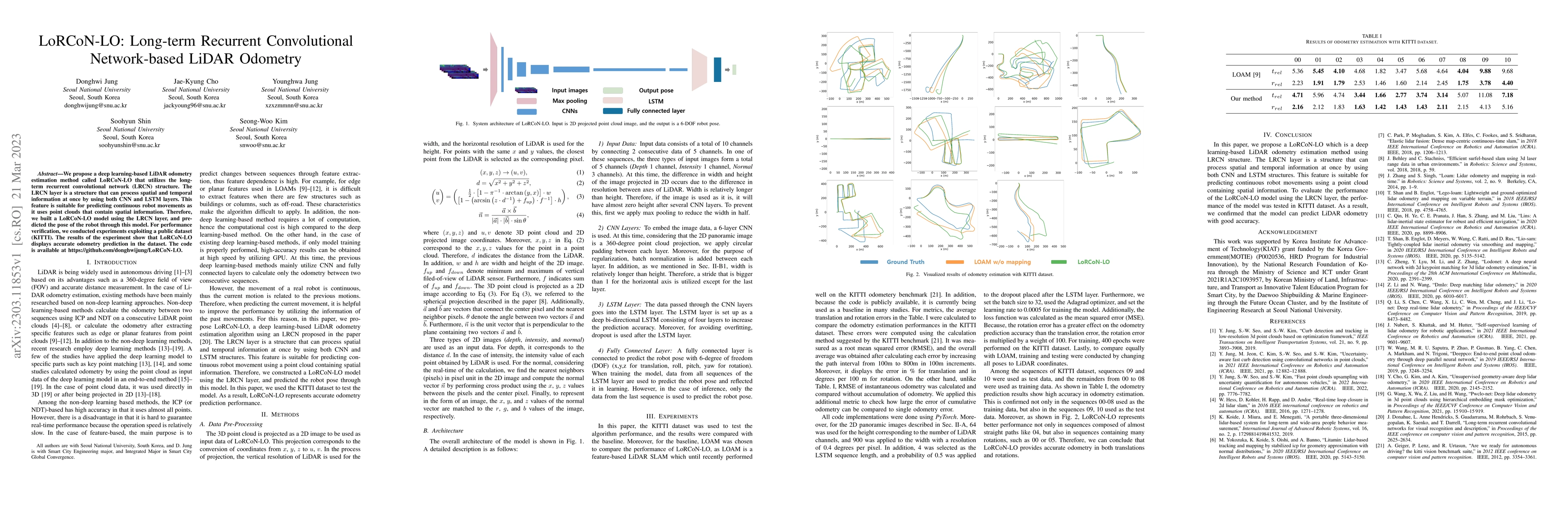Thumbnail for LoRCoN-LO: Long-term Recurrent Convolutional Network-based LiDAR
  Odometry