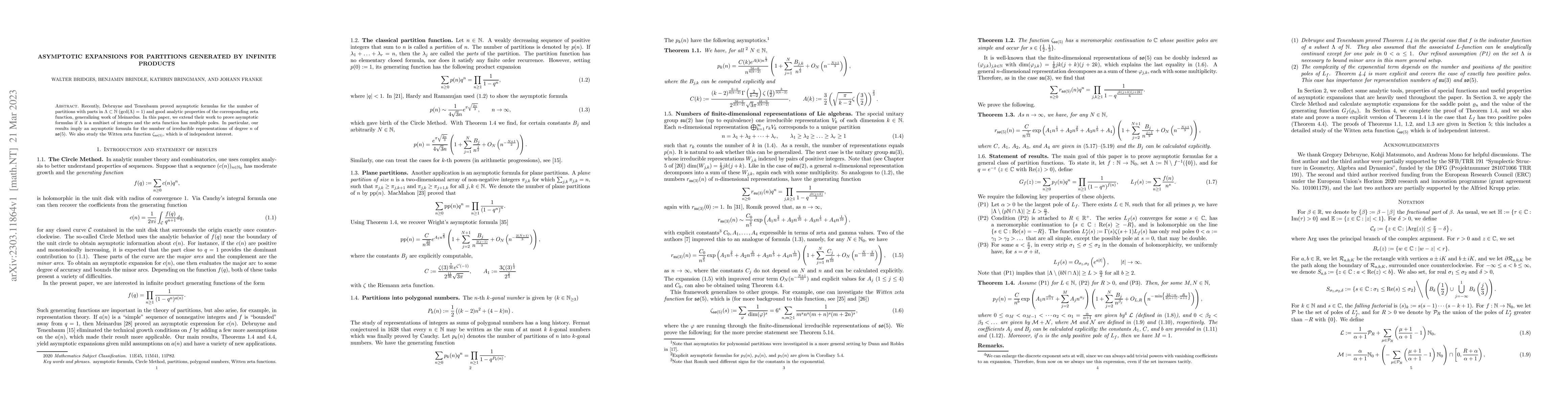 Thumbnail for Asymptotic expansions for partitions generated by infinite products