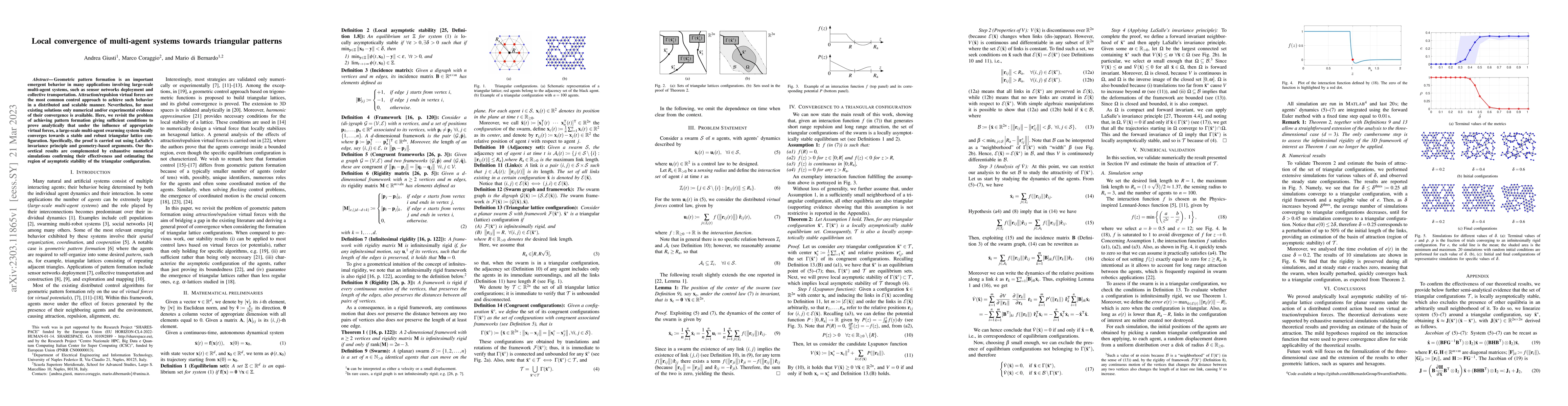 Thumbnail for Local convergence of multi-agent systems towards triangular patterns