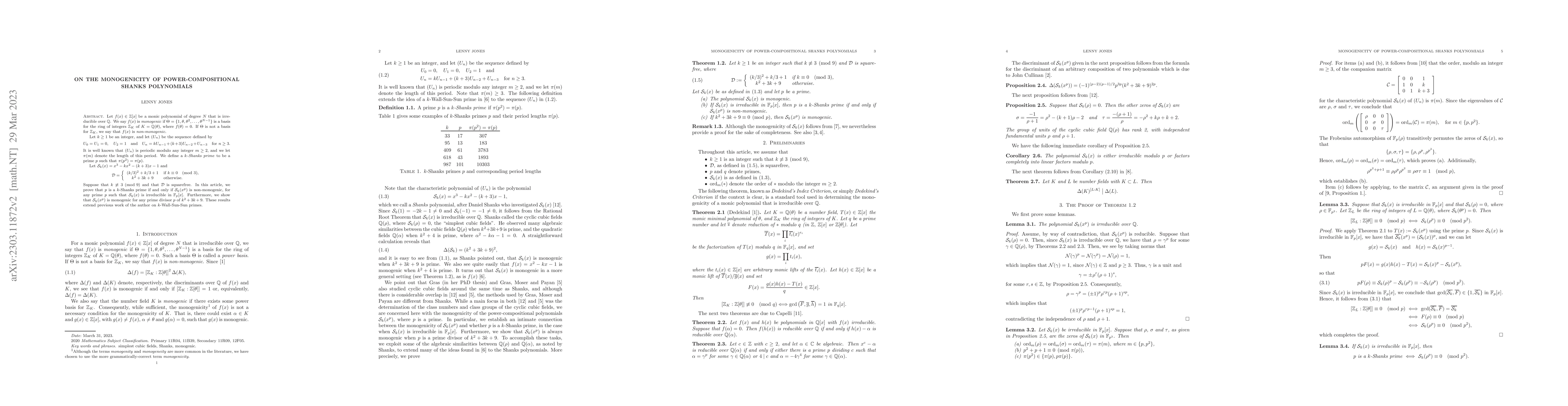 Thumbnail for On the monogenicity of power-compositional Shanks polynomials