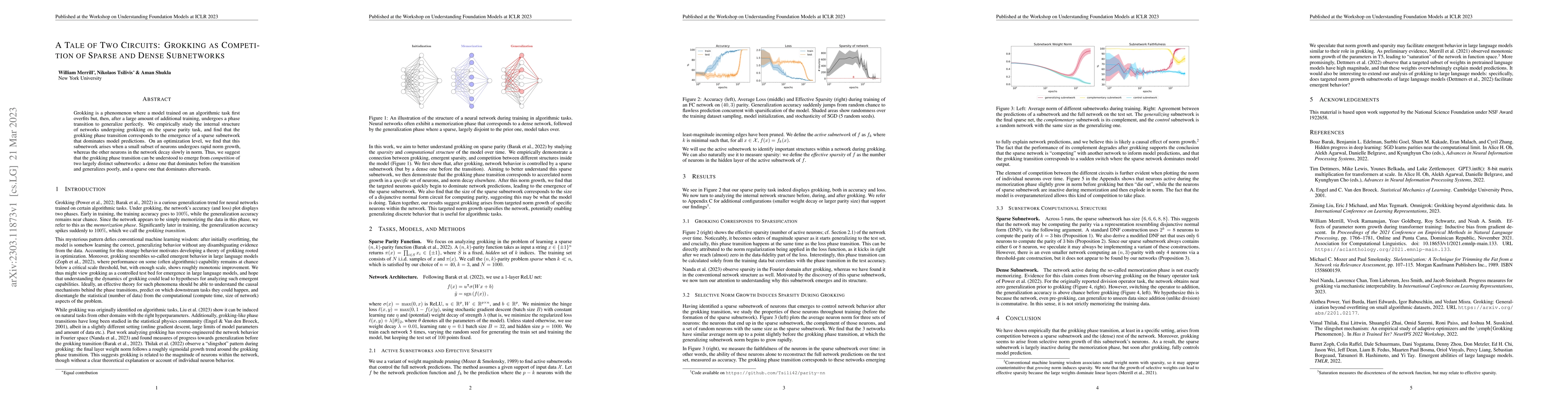 Thumbnail for A Tale of Two Circuits: Grokking as Competition of Sparse and Dense
  Subnetworks