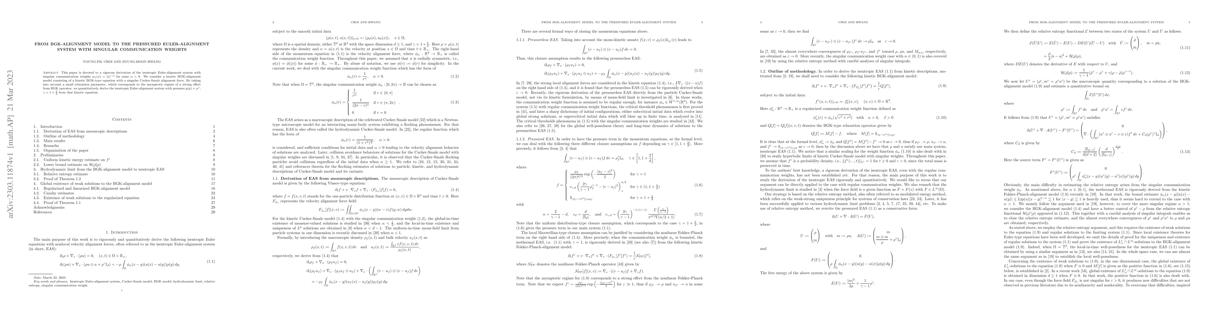 Thumbnail for From BGK-alignment model to the pressured Euler-alignment system with
  singular communication weights