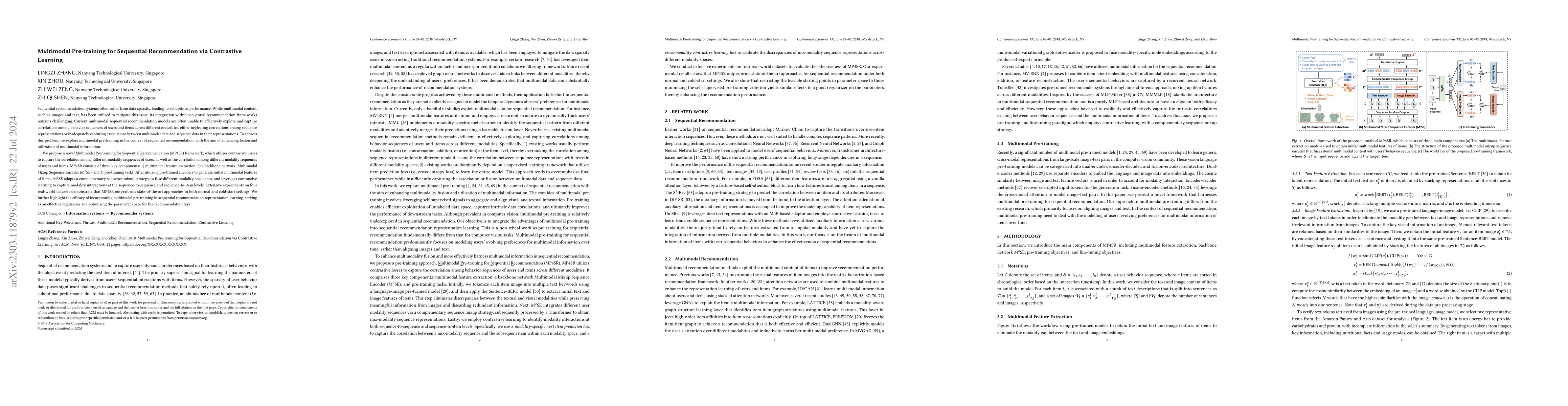 Thumbnail for Multimodal Pre-training Framework for Sequential Recommendation via
  Contrastive Learning