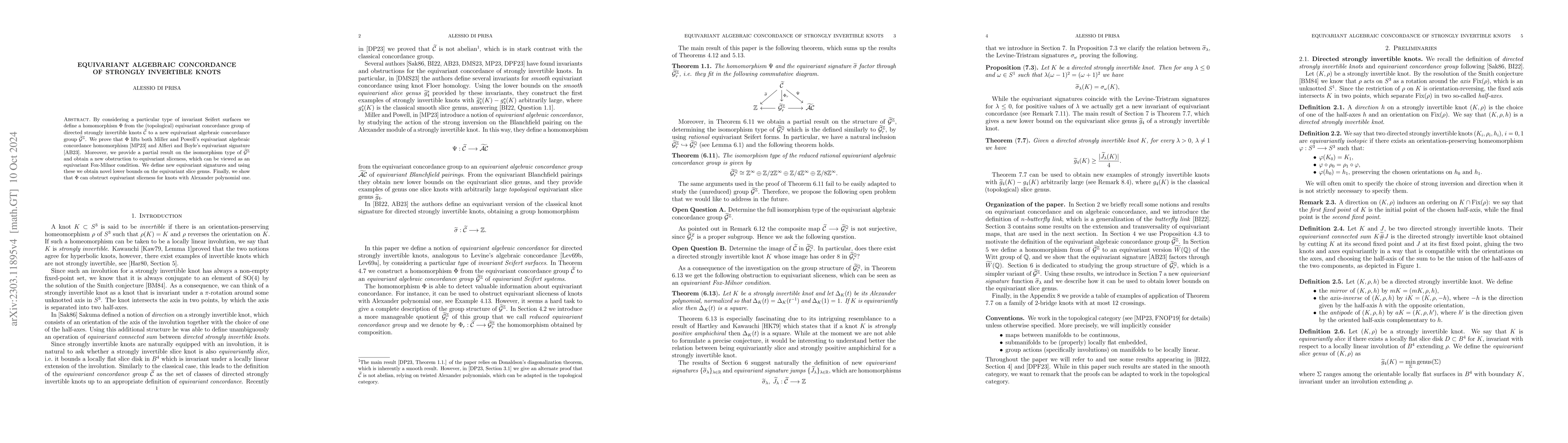 Thumbnail for Equivariant algebraic concordance of strongly invertible knots