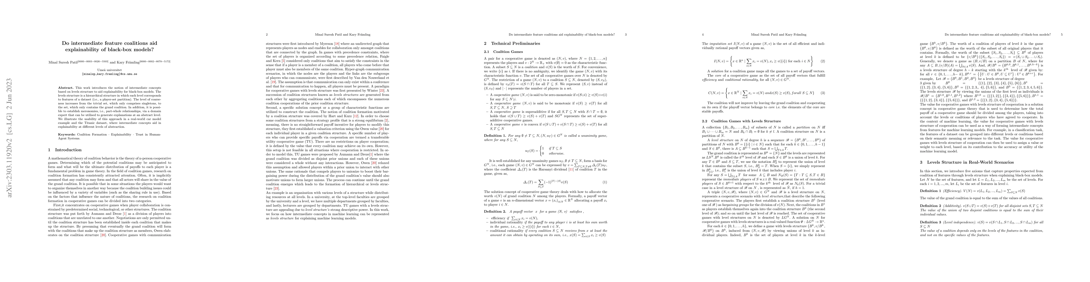 Thumbnail for Do intermediate feature coalitions aid explainability of black-box
  models?