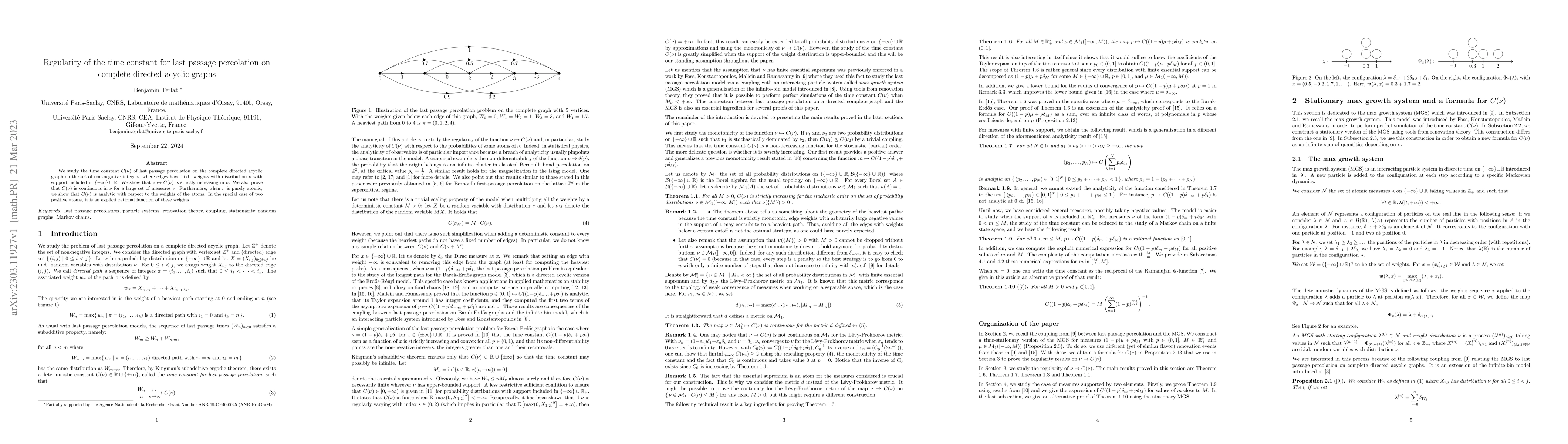 Thumbnail for Regularity of the time constant for last passage percolation on complete
  directed acyclic graphs
