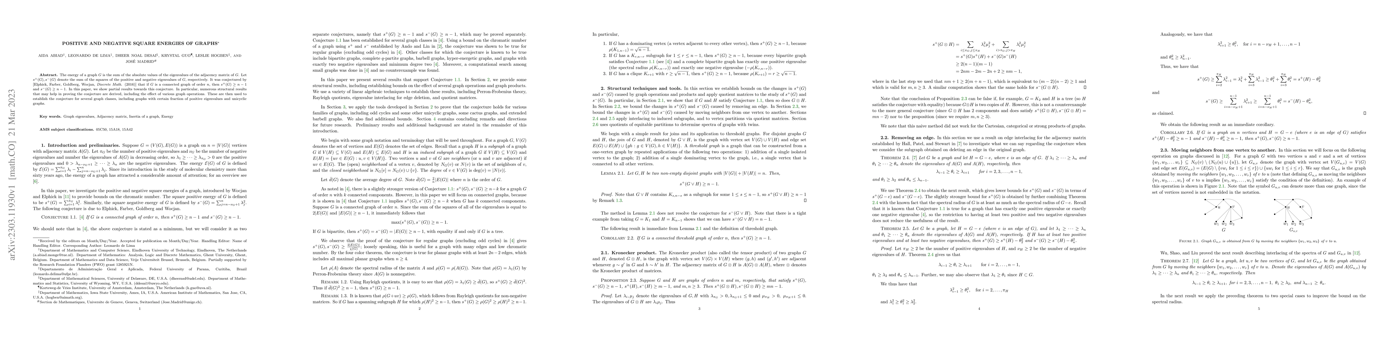 Thumbnail for Positive and Negative Square Energies of Graphs
