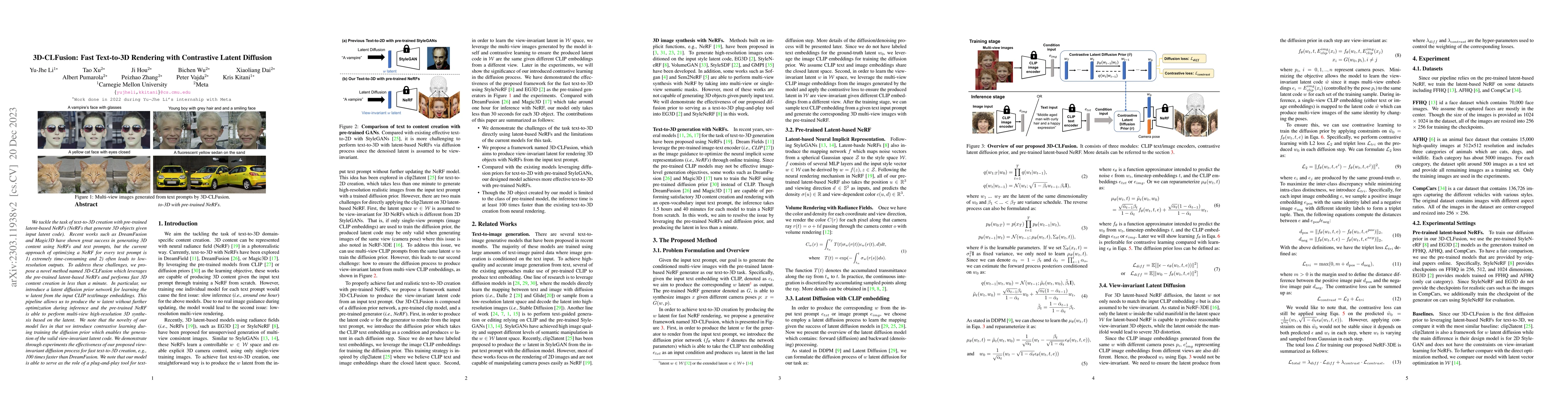 Thumbnail for 3D-CLFusion: Fast Text-to-3D Rendering with Contrastive Latent Diffusion