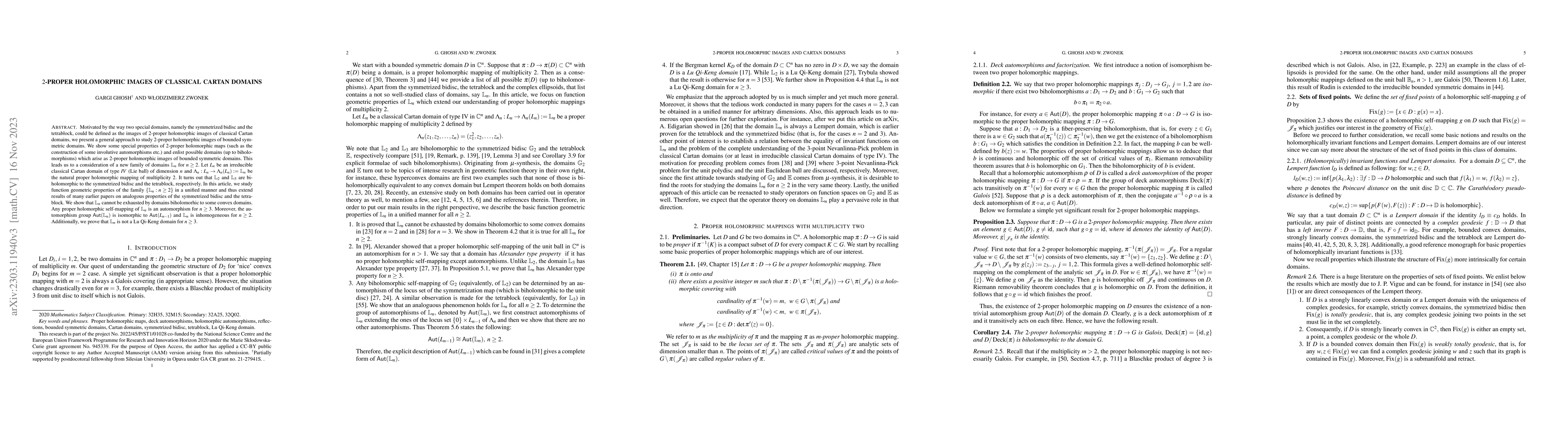 Thumbnail for $2$-proper holomorphic images of classical Cartan domains