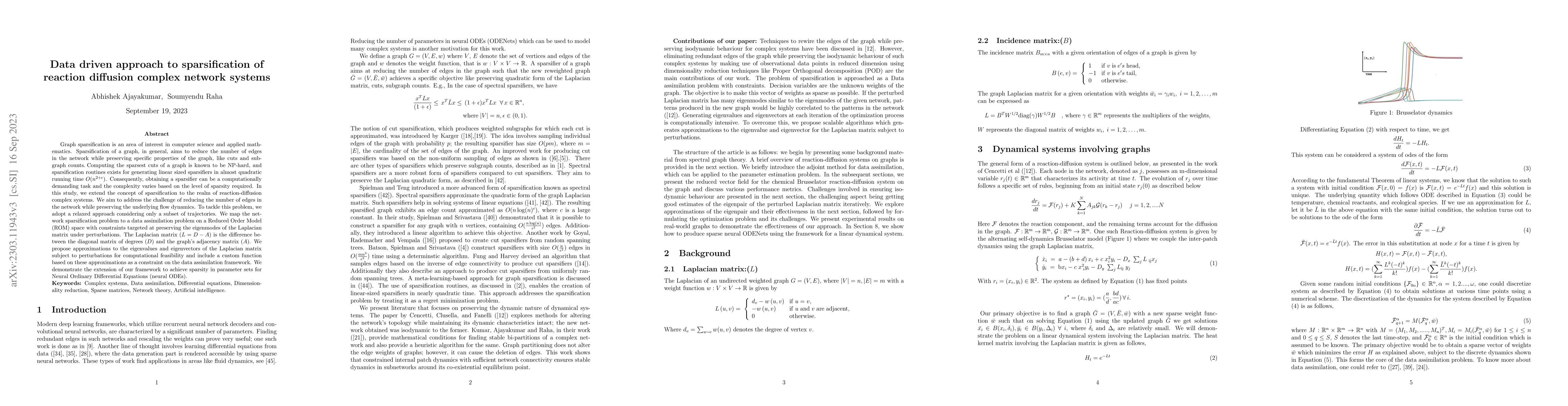 Thumbnail for Data driven approach to sparsification of reaction diffusion complex
  network systems