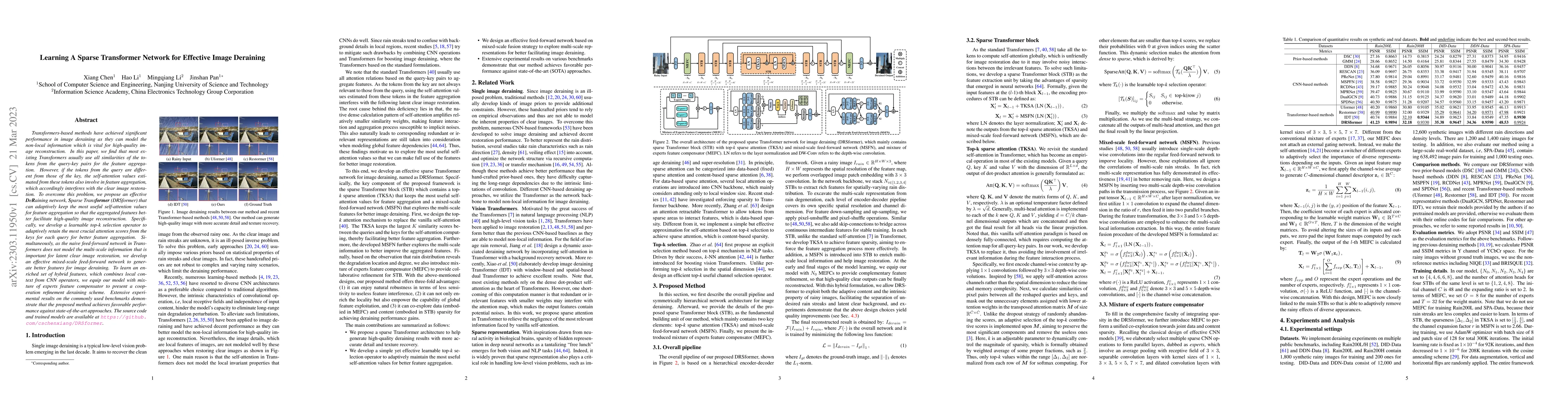 Thumbnail for Learning A Sparse Transformer Network for Effective Image Deraining