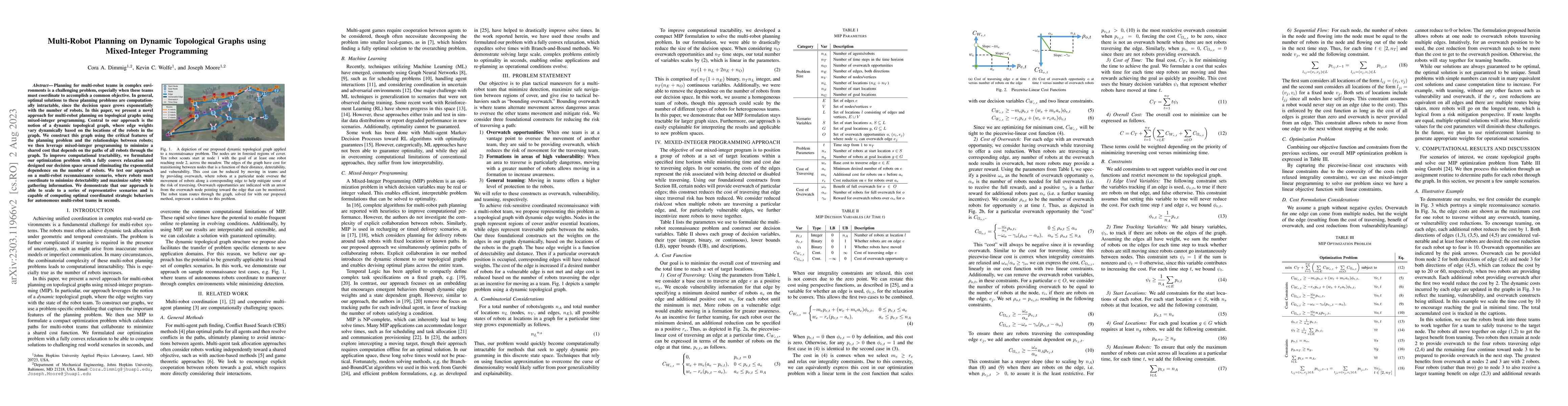 Thumbnail for Multi-Robot Planning on Dynamic Topological Graphs using Mixed-Integer
  Programming