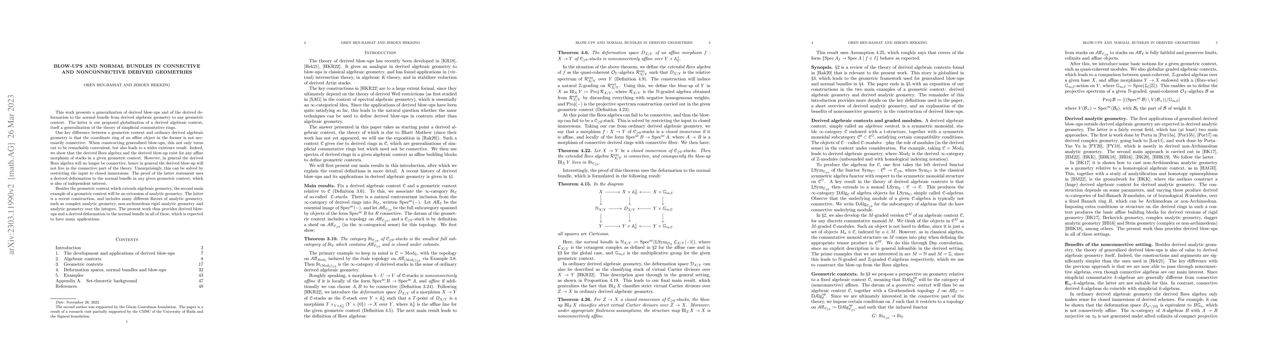 Thumbnail for Blow-ups and normal bundles in connective and nonconnective derived
  geometries