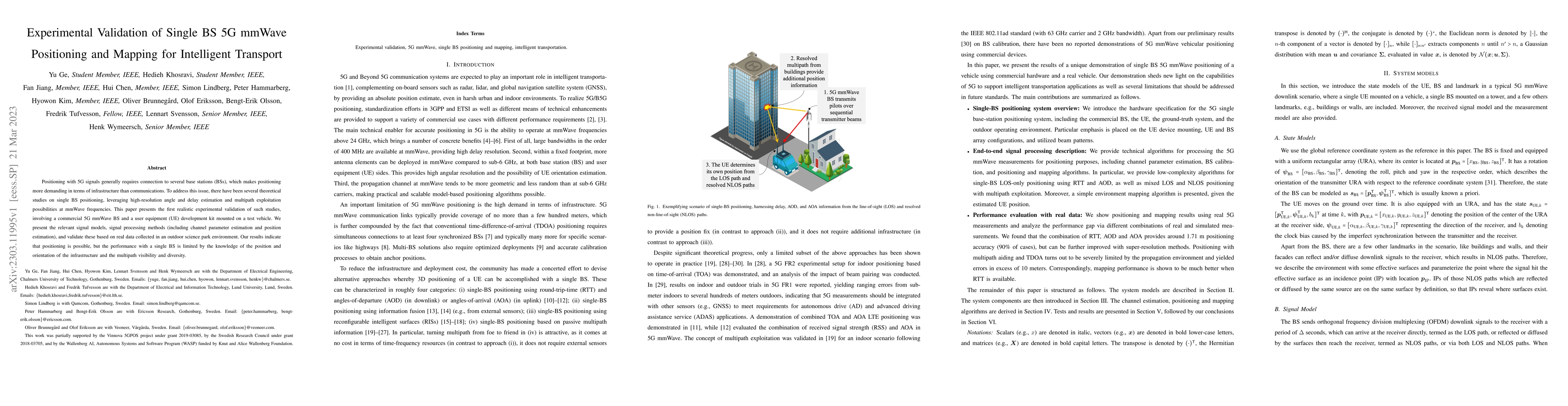 Thumbnail for Experimental Validation of Single BS 5G mmWave Positioning and Mapping
  for Intelligent Transport