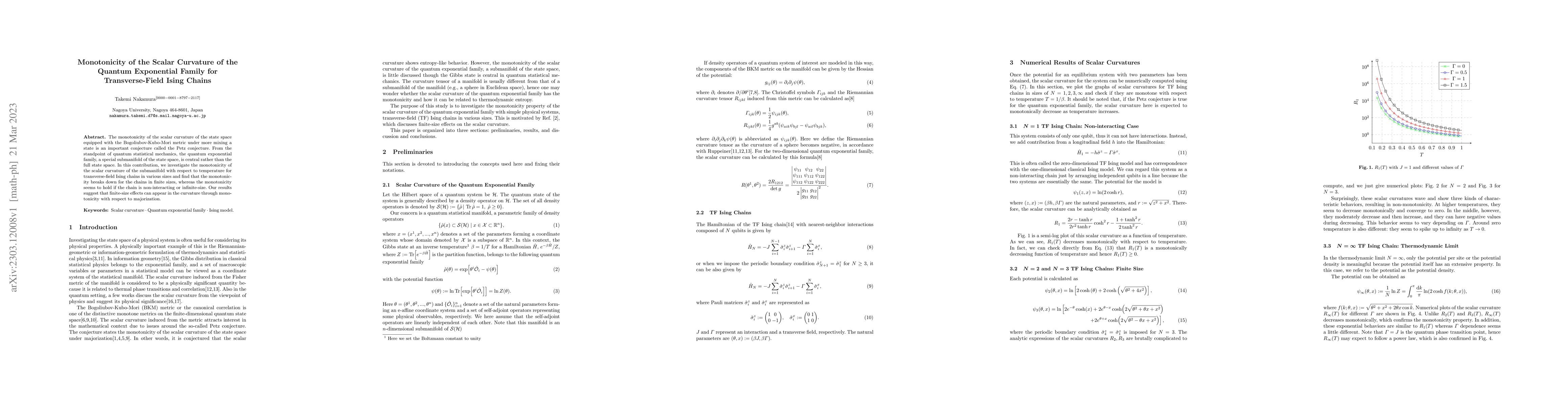 Thumbnail for Monotonicity of the Scalar Curvature of the Quantum Exponential Family
  for Transverse-Field Ising Chains