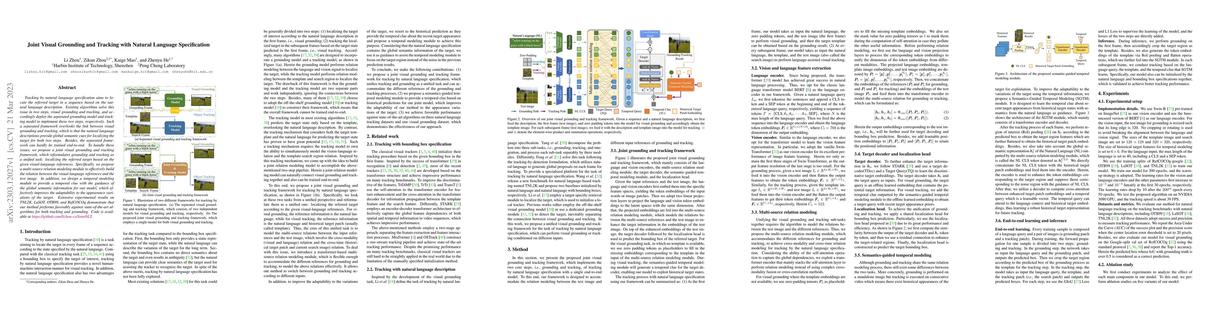 Thumbnail for Joint Visual Grounding and Tracking with Natural Language Specification